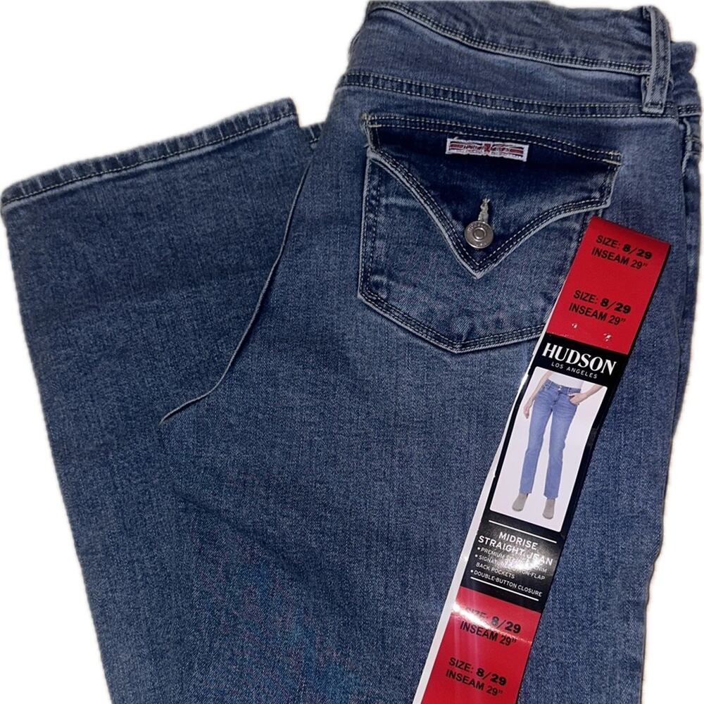 Hudson Women's Icy Blue Mid-Rise Stretch Straight Denim Jeans